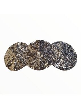 Silver Sand dollar pressed molded tin hair clip Barrette